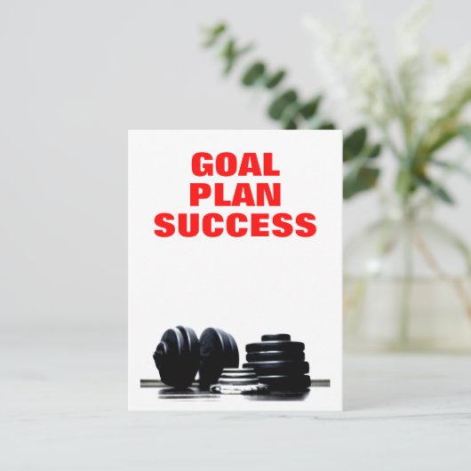 目標計画 成功 ボディービルディング トレーニング フィットネス ポストカード (スタンド正面)