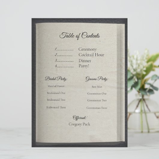 目次式挙式プログラム (スタンド正面)