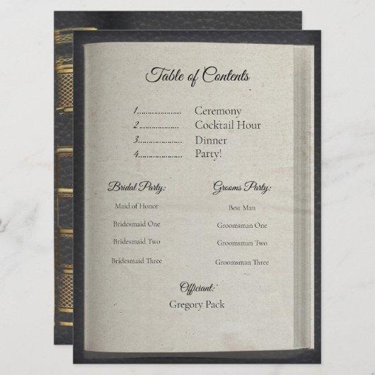 目次式挙式プログラム (正面/裏面)