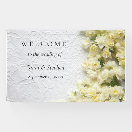 目淡い色の調の水仙 横断幕 (横)