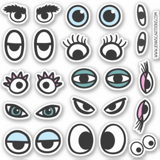 目玉おもしろい漫画の目のステッカーセット シール (正面)