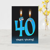 目玉つき40歳のお誕生日ろうそく カード (黄色い花)