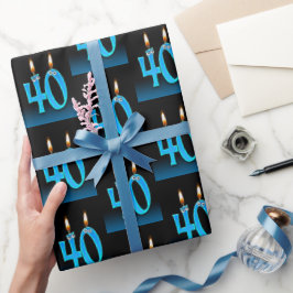 目玉つき40歳のお誕生日ろうそく ラッピングペーパー