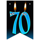 目玉つき70歳のバースデーキャンドル バンティングフラッグ (第3の旗)