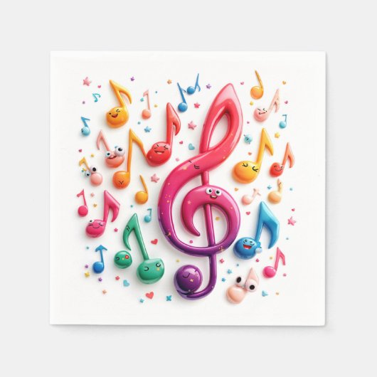 目玉の付いた楽譜 スタンダードカクテルナプキン (正面)