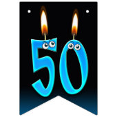 目玉の付いた50歳の誕生日キャンドル バンティングフラッグ (第2の旗)