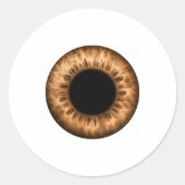 目玉の茶色の虹彩のユーモア商品 ラウンドシール (正面)