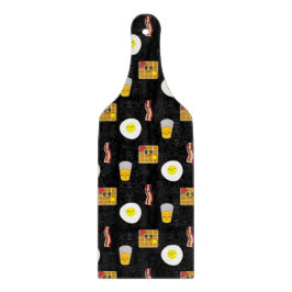 目玉焼き、ベーコン、ワッフルとオレンジジュース カッティングボード
