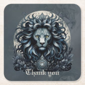 目王室の威厳のあるの高い華美獅子 スクエアペーパーコースター (正面)