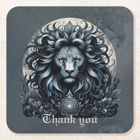 目王室の威厳のあるの高い華美獅子 スクエアペーパーコースター (正面)