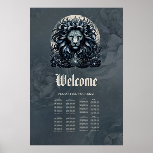 目王室の威厳のあるの高い華美獅子 ポスター (正面)
