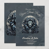 目王室の威厳のあるの高い華美獅子 招待状 (正面/裏面)