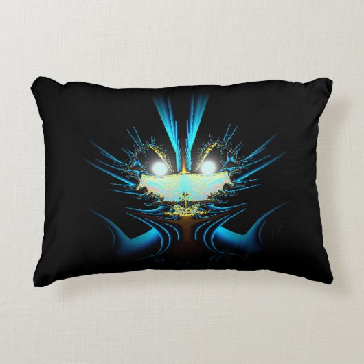 目白熱［赤熱］光を放つ明るい青の生物 アクセントクッション (正面)