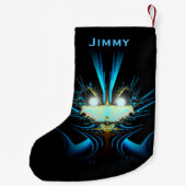 目白熱［赤熱］光を放つ明るい青の生物 スモールクリスマスストッキング (裏面)