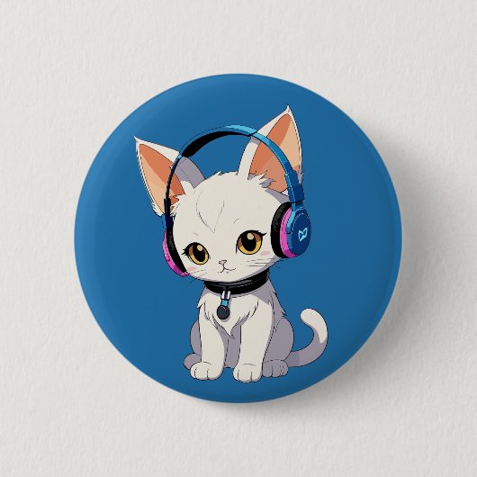 目的かわいい猫 缶バッジ (正面)