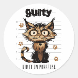 目的に着いたおもしろい- cat ラウンドシール