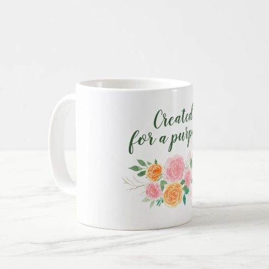目的のために作成された水色フローラ コーヒーマグカップ (正面左)