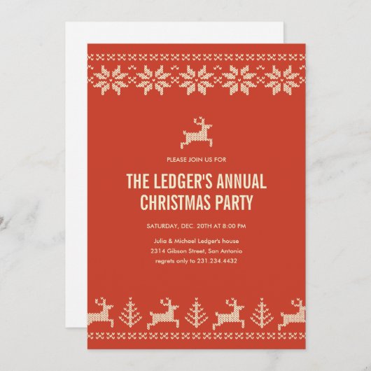 目的のク数々のリスマスパーティーセーター招待状 招待状 (正面/裏面)