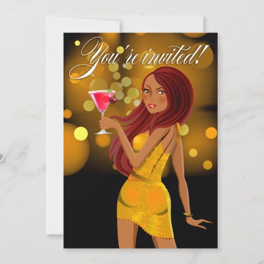 目的のパーティーのお祝いの黄色 招待状 (正面)