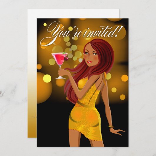 目的のパーティーのお祝いの黄色 招待状 (正面/裏面)