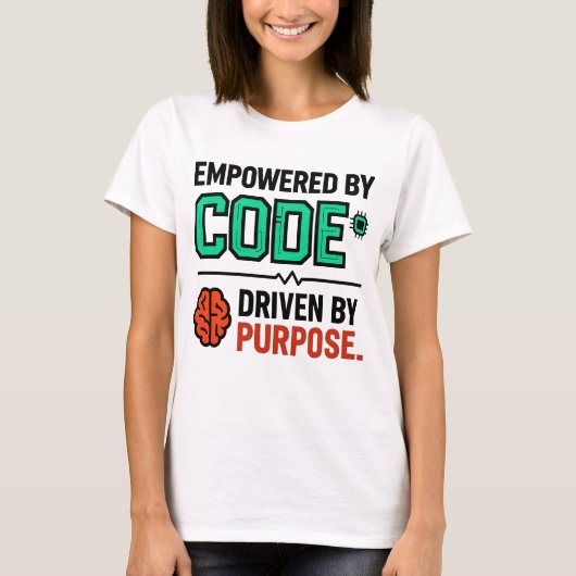 目的を持ってコードを書く Tシャツ (正面)