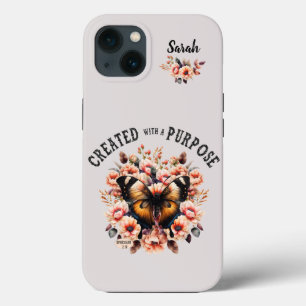 目的を持って生まれたフローラの蝶クリスチャン iPhone 13ケース