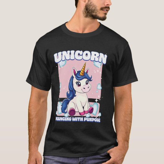 目的を持って舞うユニコーン ユニコーン Tシャツ (正面)