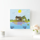 目的を持つ魚 スクエア壁時計 (ホーム)