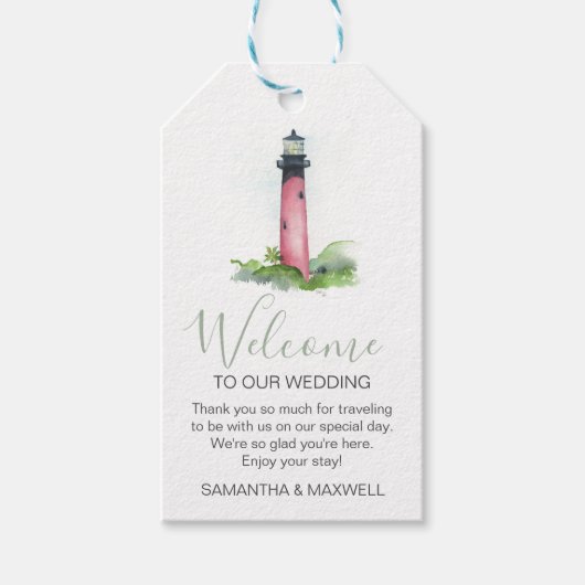 目的地のウェディングウェルカムウォーターカラー ギフトタグ (正面)
