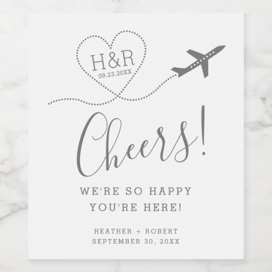 目的地のウェディングウェルカムキットパーソナライズされた ワインラベル (シングルラベル)