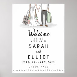 目的地のウェディングスーツケース歓迎ポスター ポスター