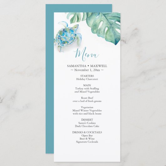 目的地のウェディングデコールメニュー熱帯 メニュー (正面/裏面)