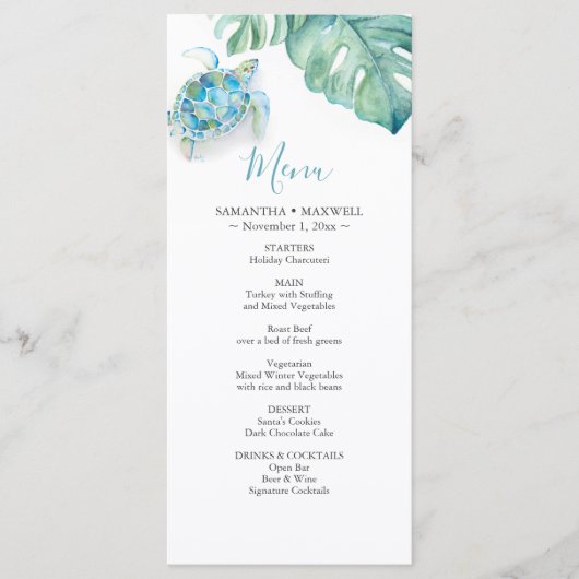 目的地のウェディングデコールメニュー熱帯 メニュー (正面)