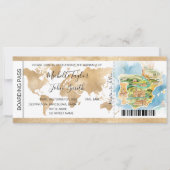 目的地のウェディングボーディングパススペイン 招待状 (正面)