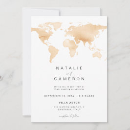 目的地のウェディング招待状とワールドマップ 招待状