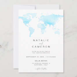 目的地のウェディング招待状とワールドマップ 招待状