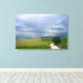 目的地のキャンバスに向かうカーブした道路 キャンバスプリント (インサイチュ (ウッドフロア))