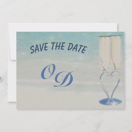 目的地のビーチエレガントな結婚式の日付を保存 セーブザデート (裏面)