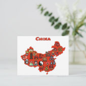 目的地の中国を持つマップ中国の。 ポストカード (スタンド正面)