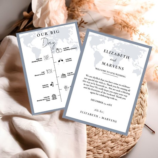 目的地の旅行の結婚式の日イベントタイムライン プログラム