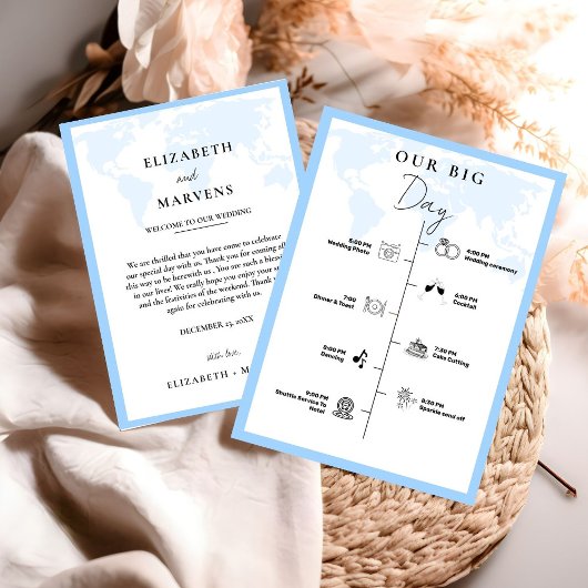 目的地の旅行の結婚式の日イベントタイムライン プログラム