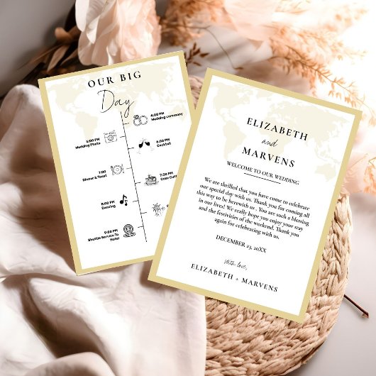 目的地の旅行の結婚式の日イベントタイムライン プログラム