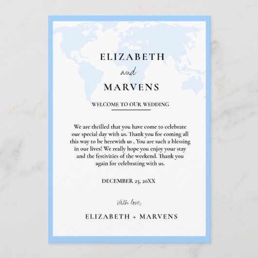 目的地の旅行の結婚式の日イベントタイムライン プログラム (正面)