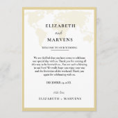 目的地の旅行の結婚式の日イベントタイムライン プログラム (正面)