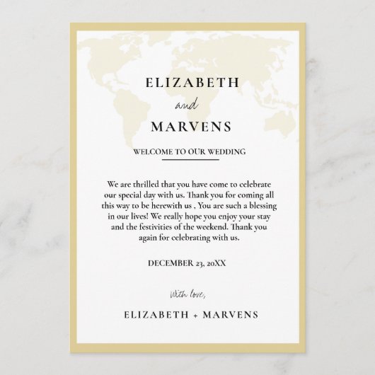 目的地の旅行の結婚式の日イベントタイムライン プログラム (正面)