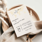 目的地の旅行テーマの結婚世界地図 招待状