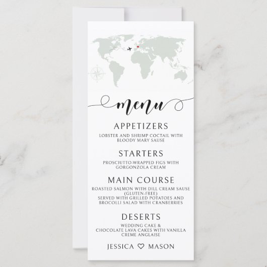 目的地の旅行テーマ結婚のワールドマップメニュー (正面)