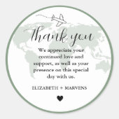 目的地の旅行テーマ結婚の歓迎の推測バッグ ラウンドシール (正面)