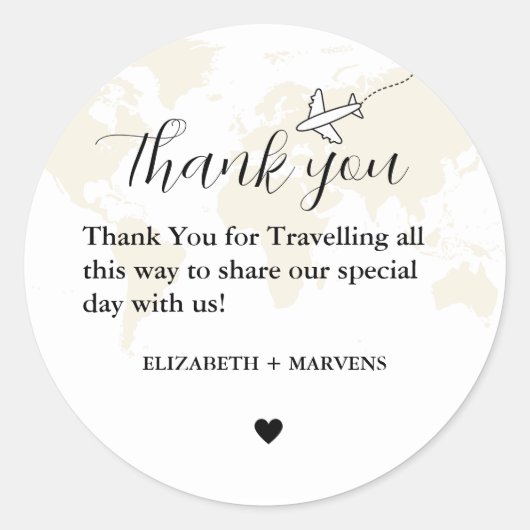 目的地の旅行テーマ結婚の歓迎の推測バッグ ラウンドシール (正面)