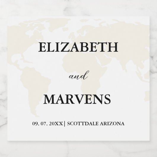 目的地の旅行テーマ結婚の スパークリングワインラベル (シングルラベル)